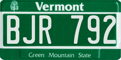 VT license plate BJR792