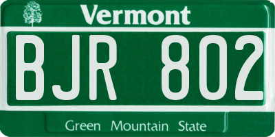 VT license plate BJR802