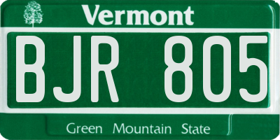 VT license plate BJR805
