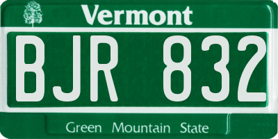 VT license plate BJR832