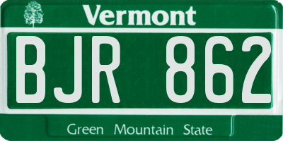 VT license plate BJR862