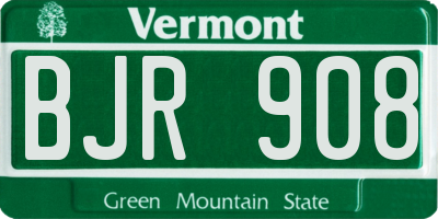 VT license plate BJR908