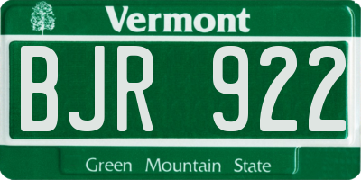 VT license plate BJR922