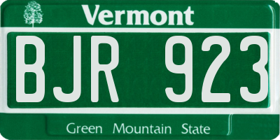 VT license plate BJR923