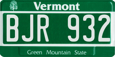 VT license plate BJR932