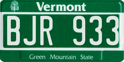 VT license plate BJR933