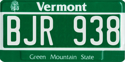 VT license plate BJR938