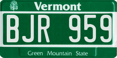 VT license plate BJR959