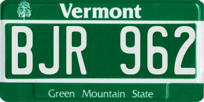VT license plate BJR962