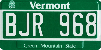 VT license plate BJR968