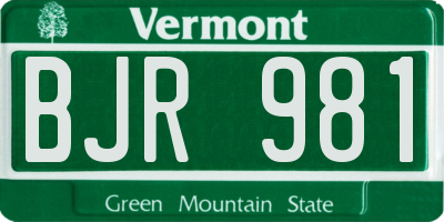 VT license plate BJR981