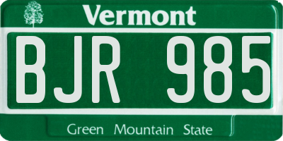 VT license plate BJR985