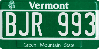 VT license plate BJR993