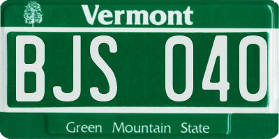 VT license plate BJS040