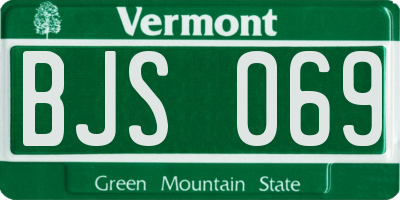 VT license plate BJS069