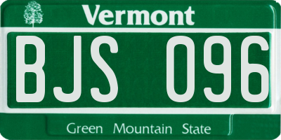 VT license plate BJS096