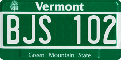 VT license plate BJS102
