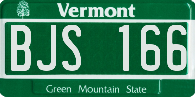 VT license plate BJS166
