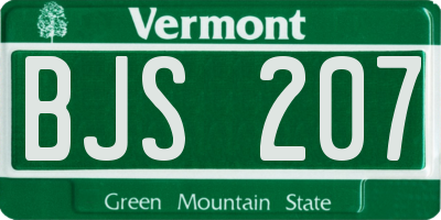 VT license plate BJS207