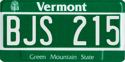 VT license plate BJS215