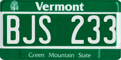 VT license plate BJS233
