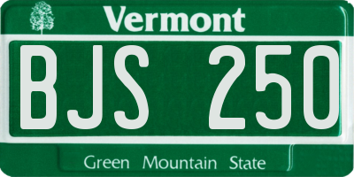 VT license plate BJS250