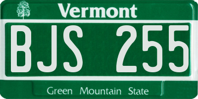VT license plate BJS255
