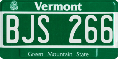 VT license plate BJS266