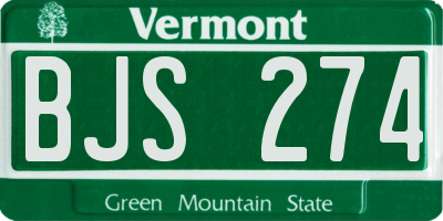 VT license plate BJS274