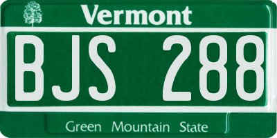 VT license plate BJS288