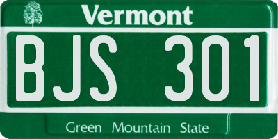 VT license plate BJS301