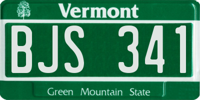 VT license plate BJS341