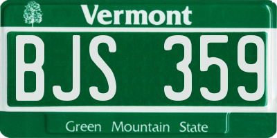 VT license plate BJS359
