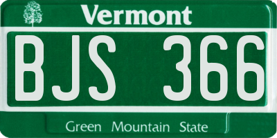 VT license plate BJS366
