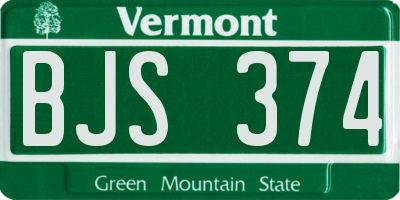 VT license plate BJS374