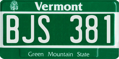 VT license plate BJS381