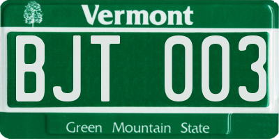 VT license plate BJT003