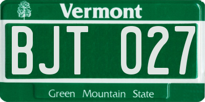 VT license plate BJT027