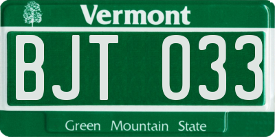 VT license plate BJT033
