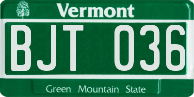 VT license plate BJT036