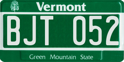VT license plate BJT052
