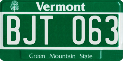 VT license plate BJT063
