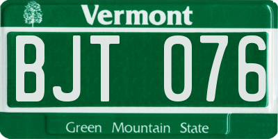 VT license plate BJT076
