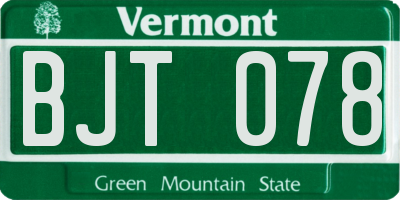 VT license plate BJT078