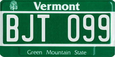 VT license plate BJT099