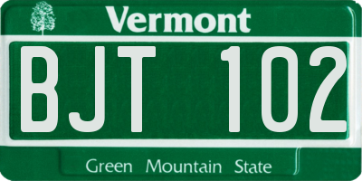 VT license plate BJT102