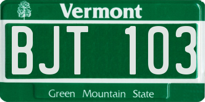 VT license plate BJT103