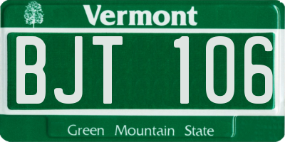 VT license plate BJT106