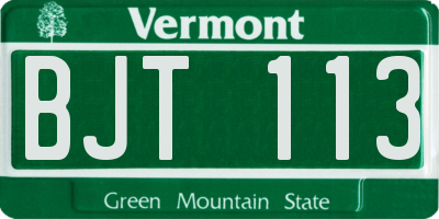 VT license plate BJT113