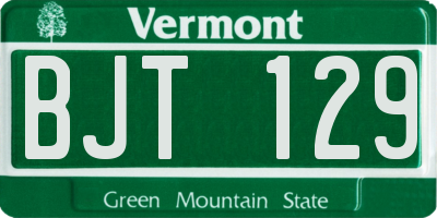 VT license plate BJT129